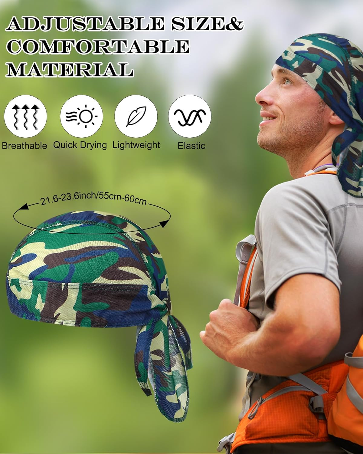 8 Pack Do Rag Skull Caps for Men Sweat Wicking Doo Rags Cooling Helmet Liner Cyc