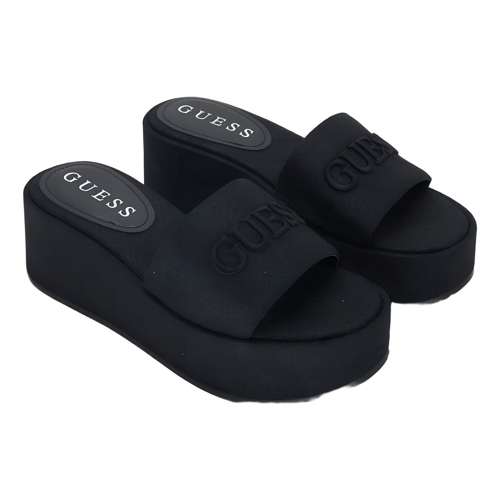 GUESS Bintai 2.36in Platform Slide Sandal Black Womens 9M