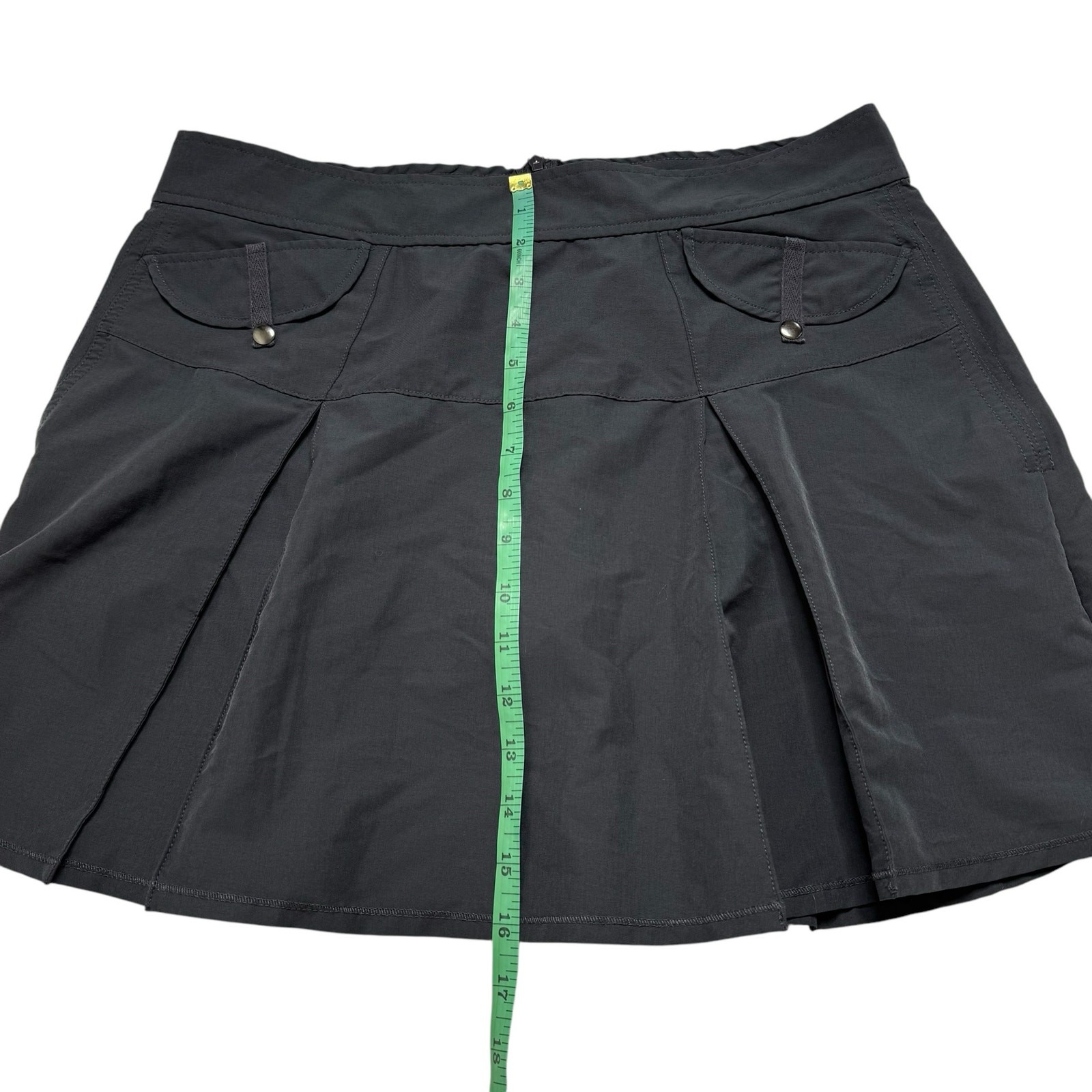 FREEDOM TRAIL Kyodan Charcoal Gray Tennis Golf Skort Size Large Zipper Pockets