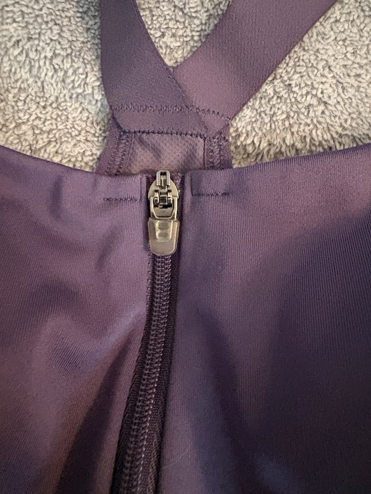 All In Motion Purple Sports Bra 36B Front Zipper Adjustable Straps Padded