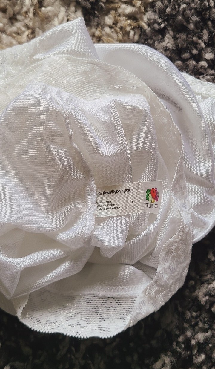 Vintage Fruit of the Loom 100% Nylon Panties Size 6 Wide Lace