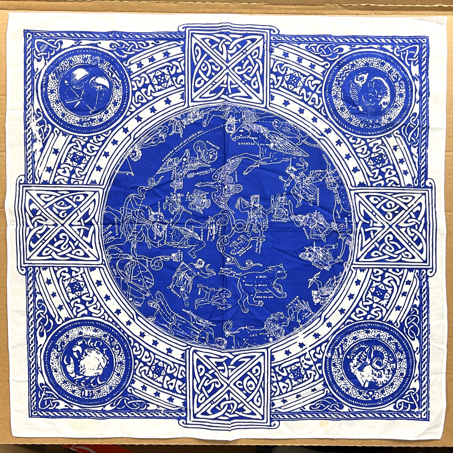 Celtic Astrology Zodiac Bandana Handkerchief Scarf Knotwork Borders 23×23 in