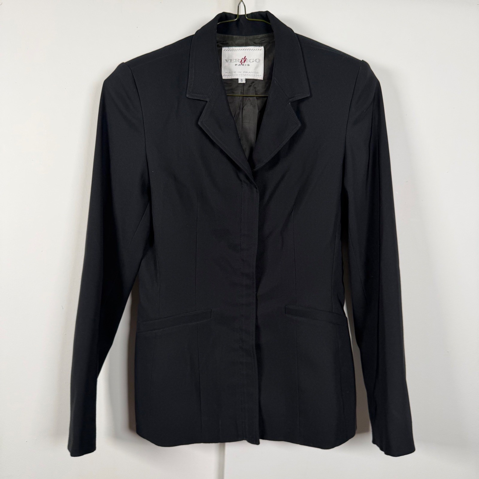Vertigo Paris Black Tailored Blazer Made in France Women Small Structured Jacket