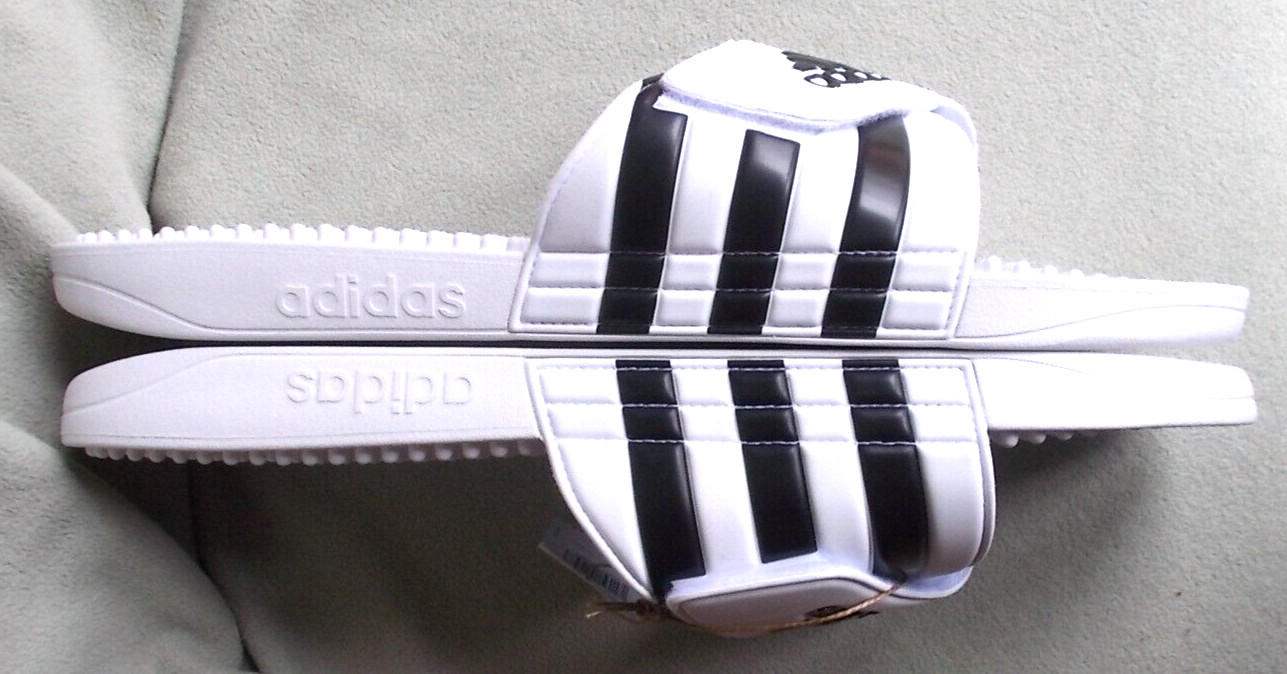 adidas Adissage Slides Sandal, White/Black/White, 18 US Men, $35 NEW