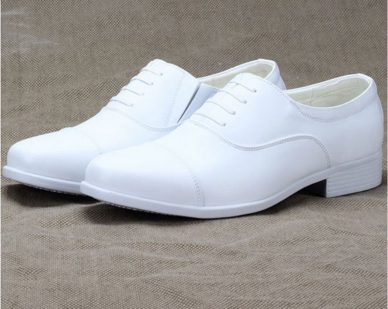 Mens White Shoes Cap Toe Wedding Groom Casual Business Oxford Dress Formal Shoes