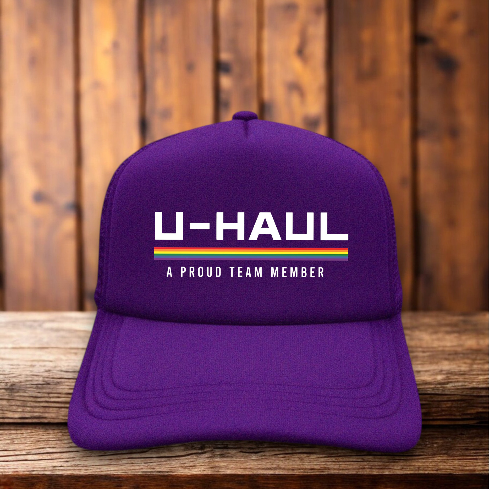 Proud Team Member U-Haul Lesbian Rainbow Parody Unisex Trucker Hat Snapback