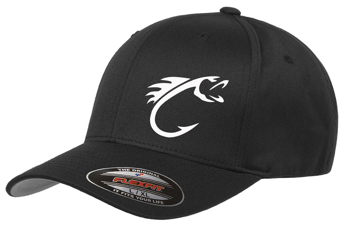 FISHING HOOK FISH 6277 CURVED FLEXFIT HAT *FREE SHIPPING in BOX*