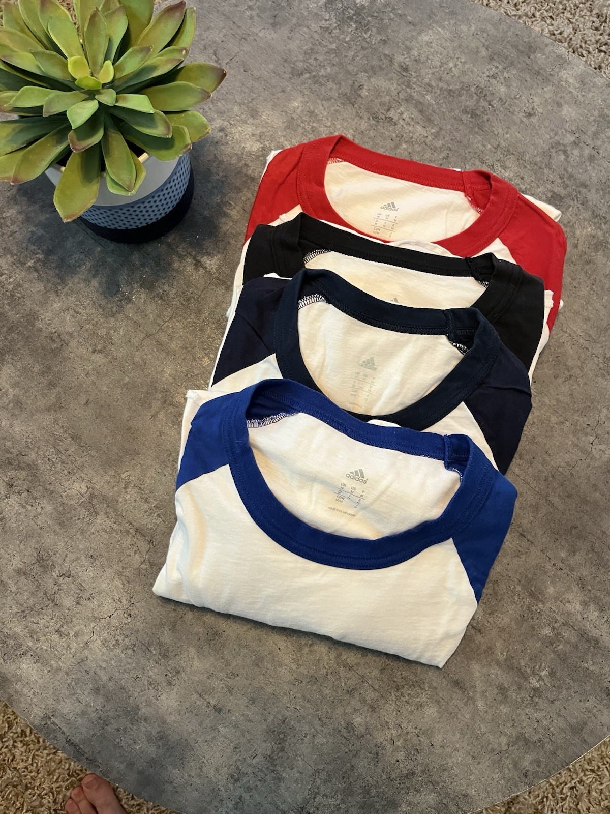 adidas Men’s M Lot of 4 3/4 Sleeve Raglan Crewneck Colorblock Logo Tees lot of 4