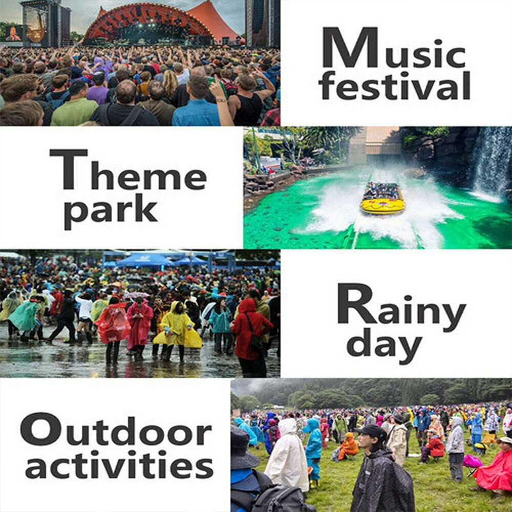 Unisex Adult Raincoat Waterproof Rain Coat Hooded Jacket Poncho Rainwear Camping