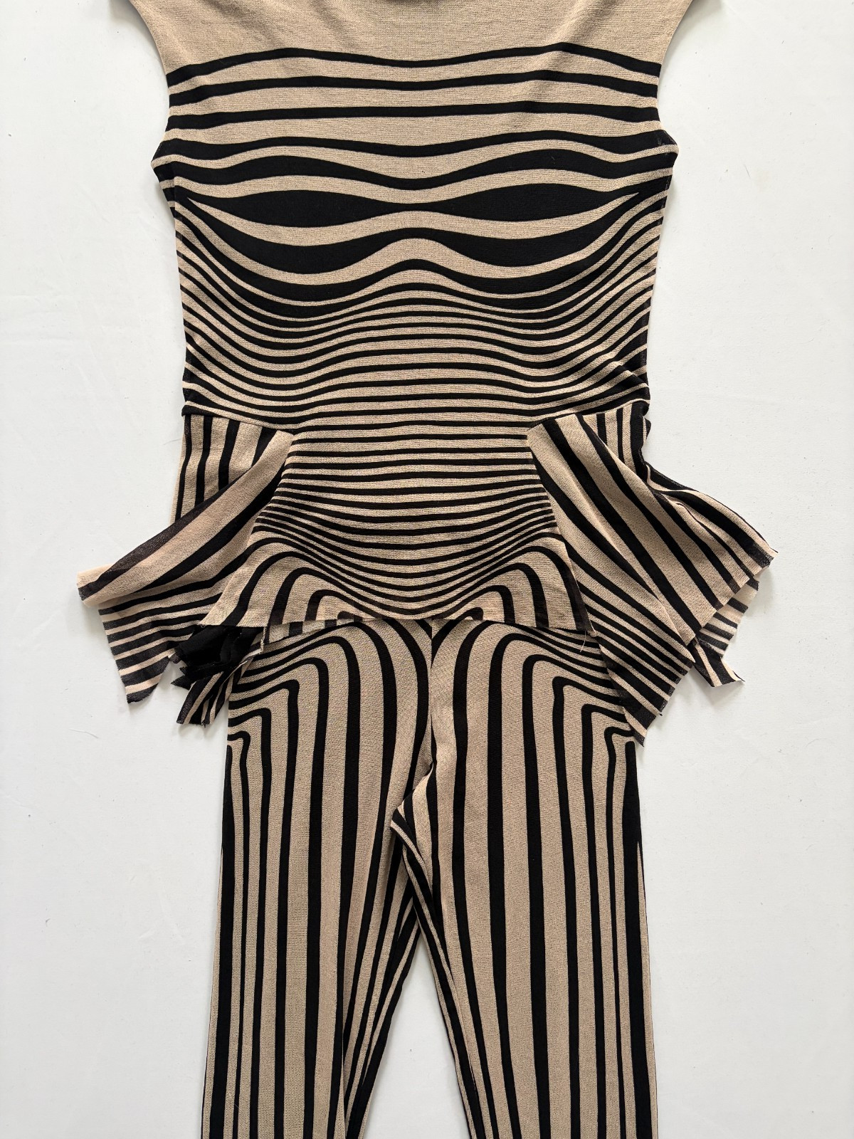 Vintage Jean Paul Gaultier Soleil Set Peplum Top/Pants Body Illusion Morph Set
