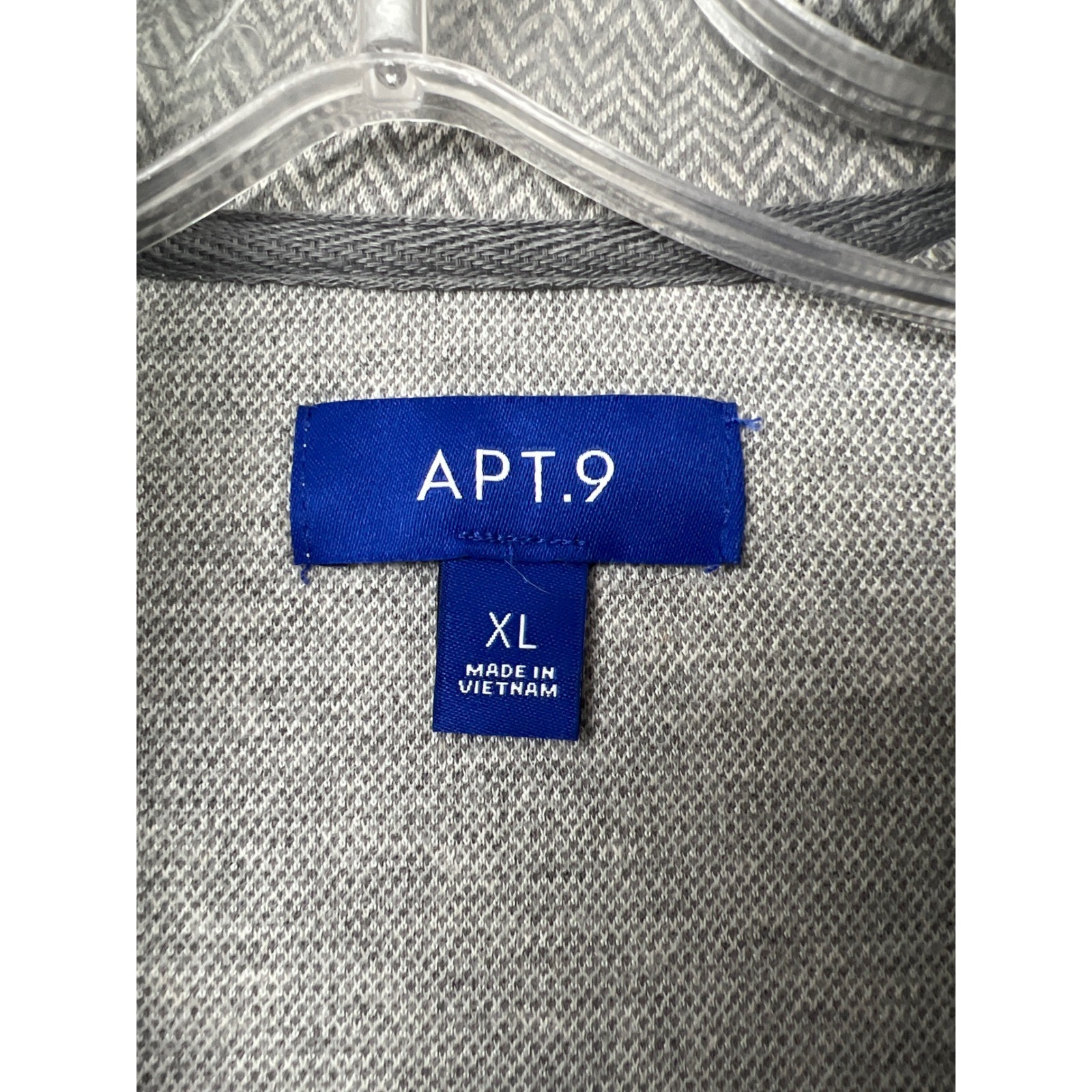 Apt 9 Premier Flex Jacket Mens XL Grey NEW Herringbone Full Zip Mock Neck Mockup