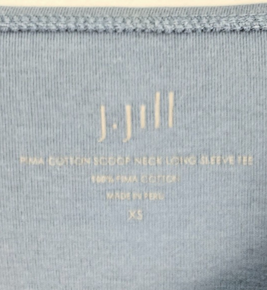 Womens J Jill Pima Cotton Long Sleeve T-shirt Set of 2 White Light Blue XS