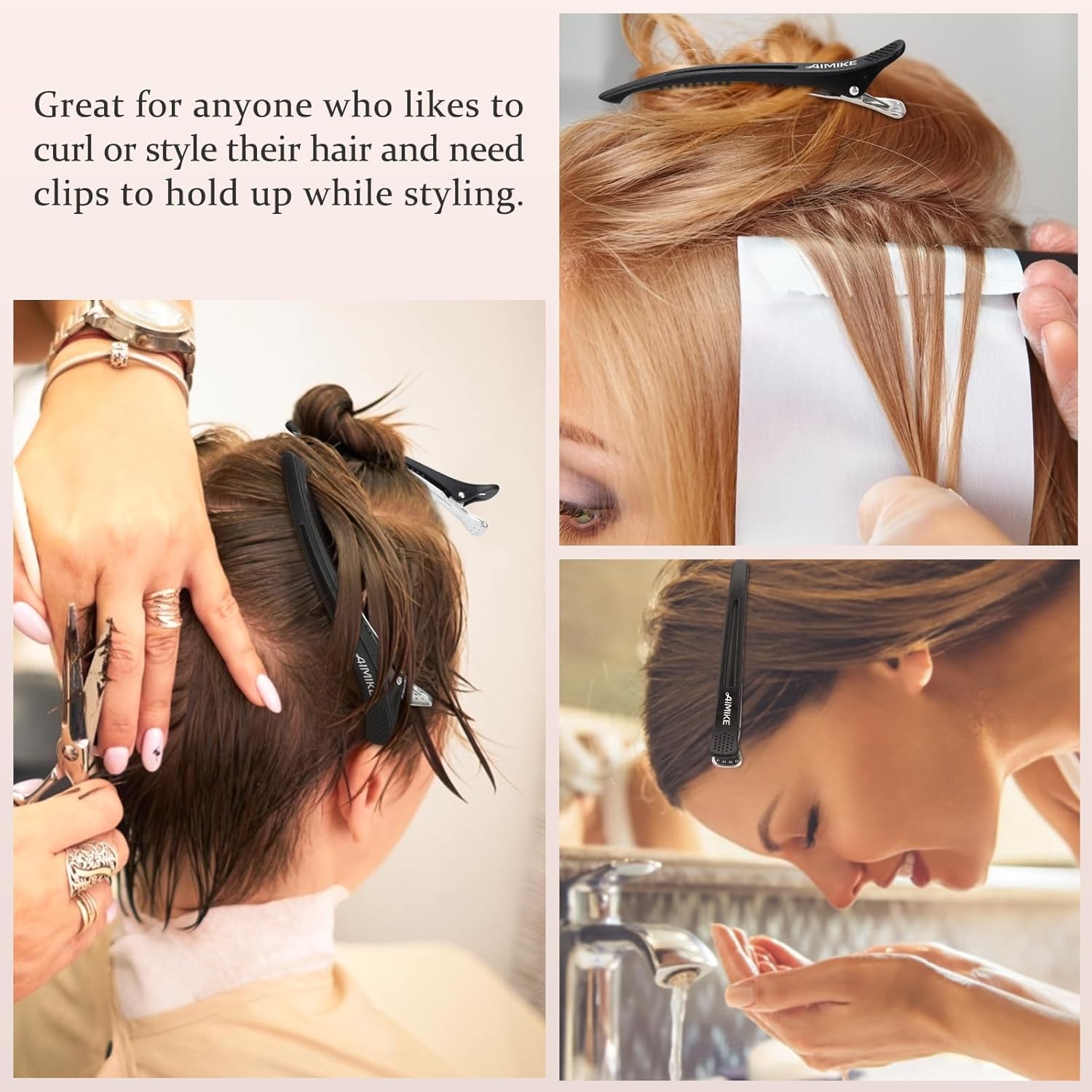 6pcs Professional Hair Clips for Styling Sectioning, Non Slip Black 4.3” Long
