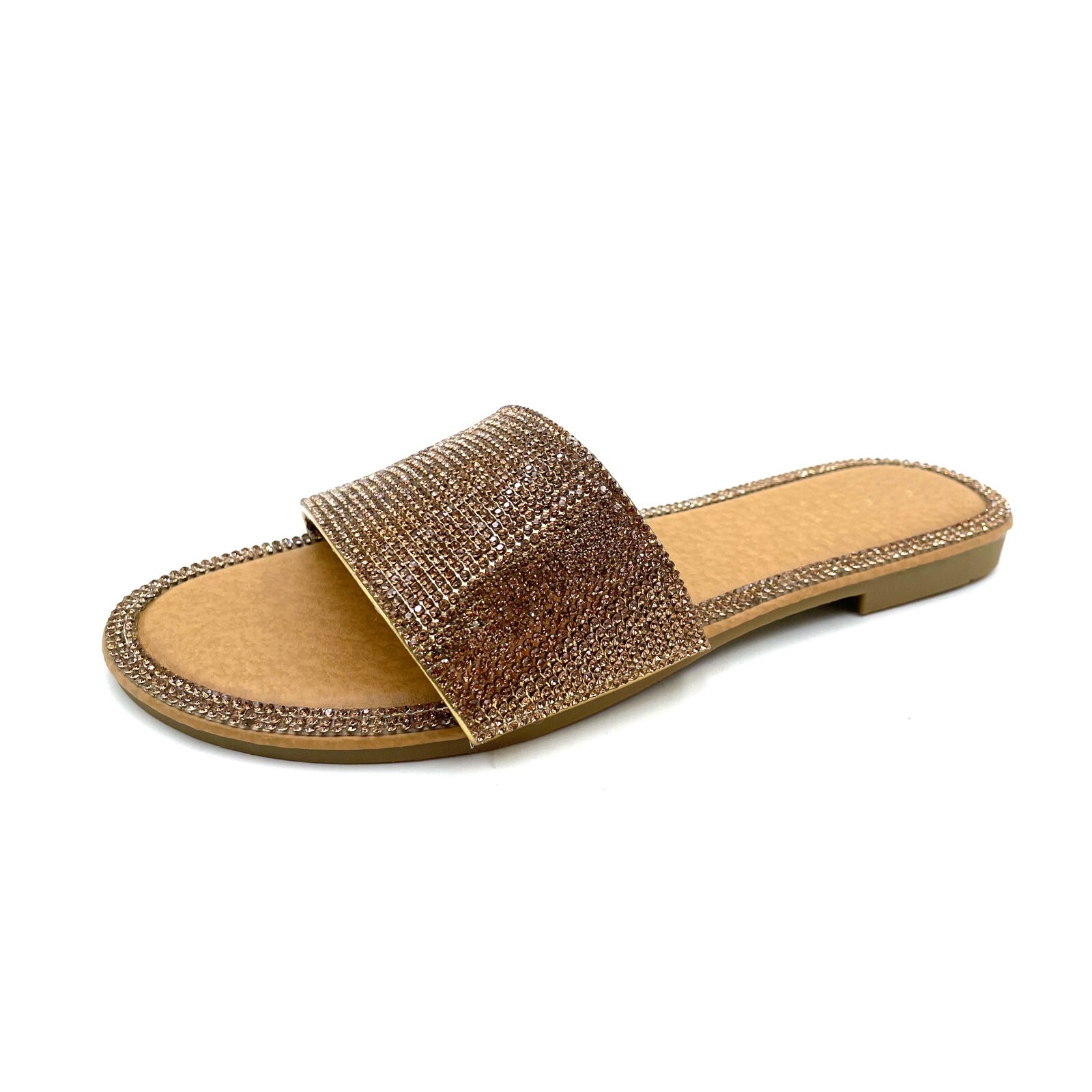 Glaze Women Rhinestone Embellished Slide Sandals
