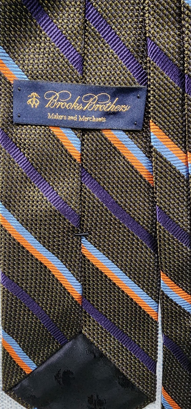 NWOT Brooks Brothers Maker Merchant grenadine Striped silk tie 3.25″ Made In USA