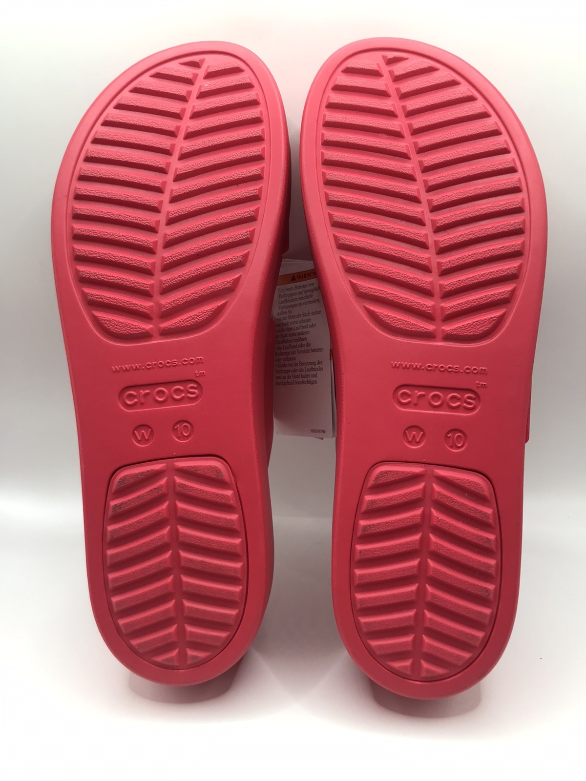 WOMEN’S CROCS WATERMELON RED BROOKLYN BUCKLE LOW WEDGE SLIDE SANDAL SIZE 10 NWT