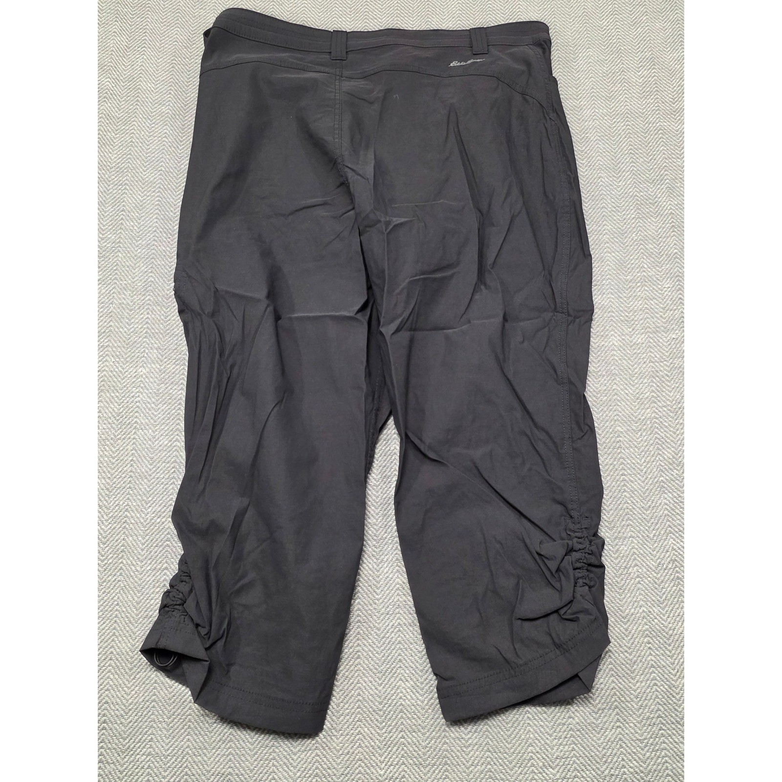 Eddie Bauer Womens Rainier Capri Pant Gray Hiking Outdoor Ruched Size 12 1258037