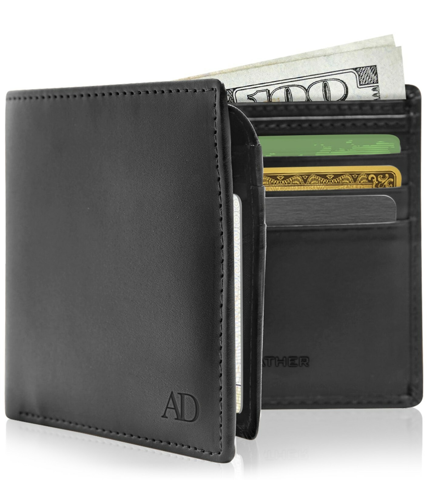 Vegan Faux Leather Bifold Wallets For Men With Flip-Up ID Window RFID Blocking