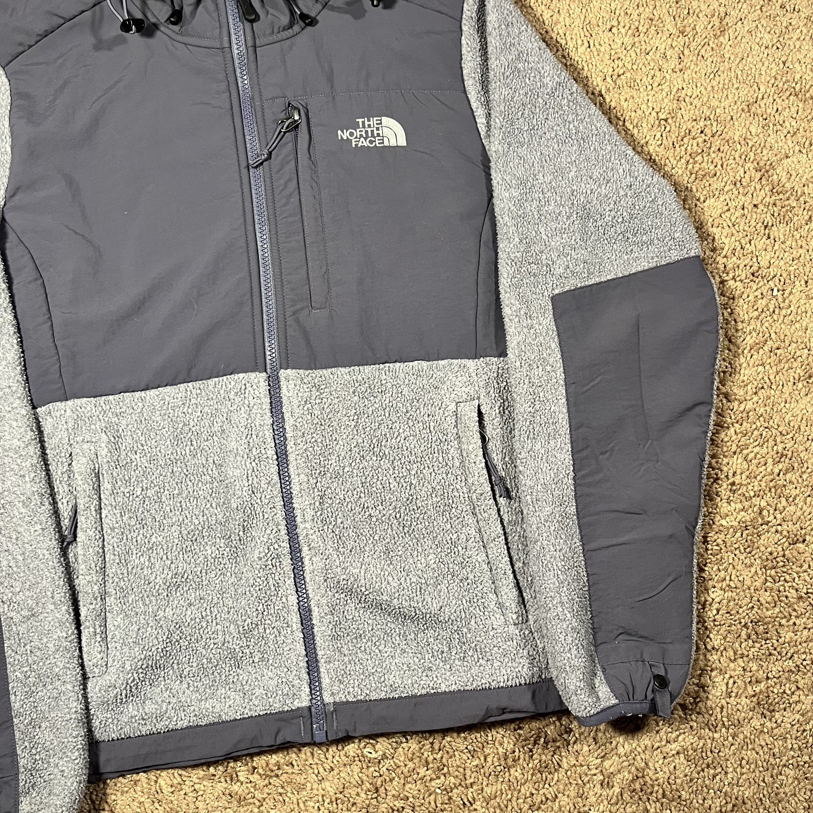 The North Face Jacket Womens Small Gray Denali Hooded Recycled Polartec Fleece