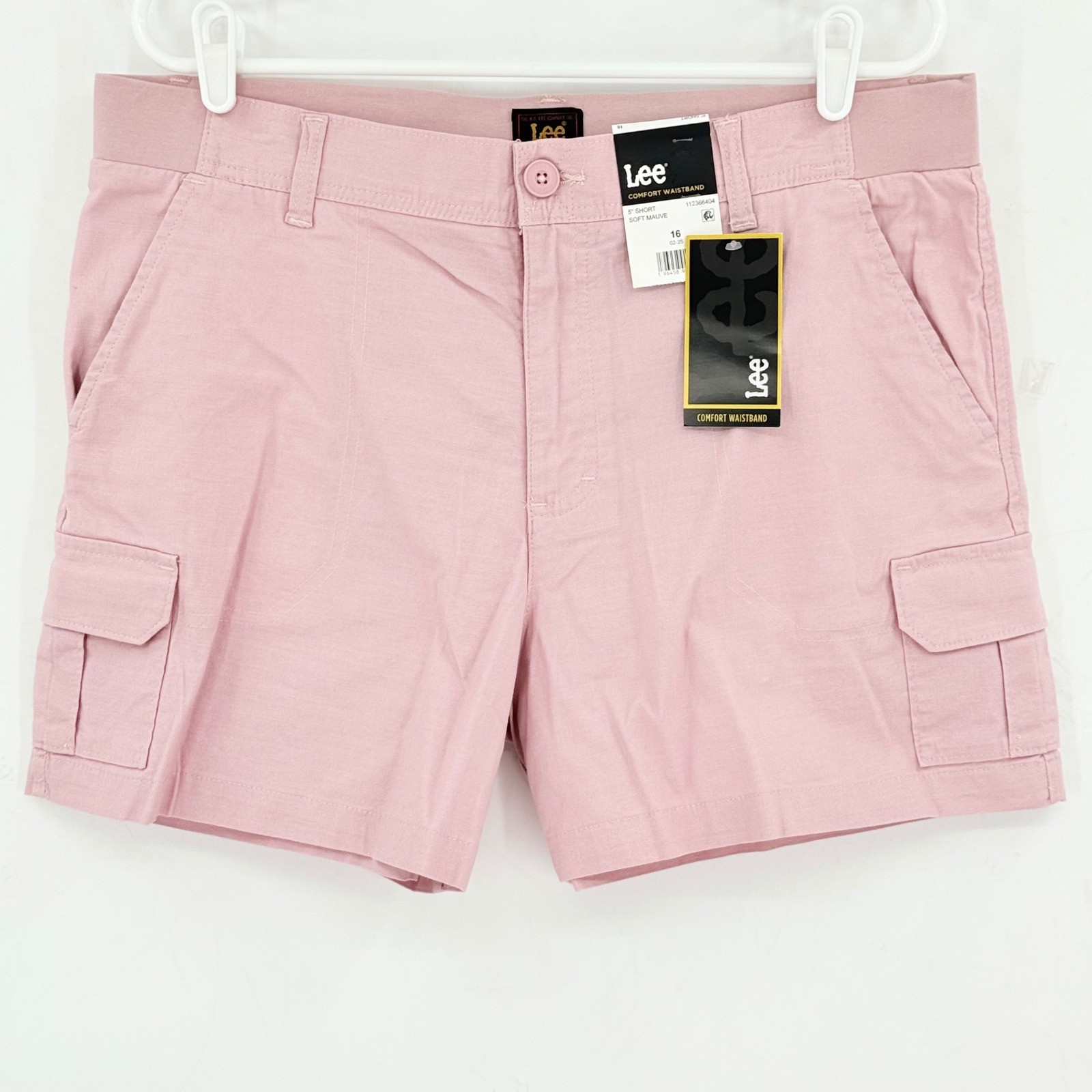 Lee Women’s Comfort Waistband 5 inches Soft Mauve Cargo Short Size 16 NWT