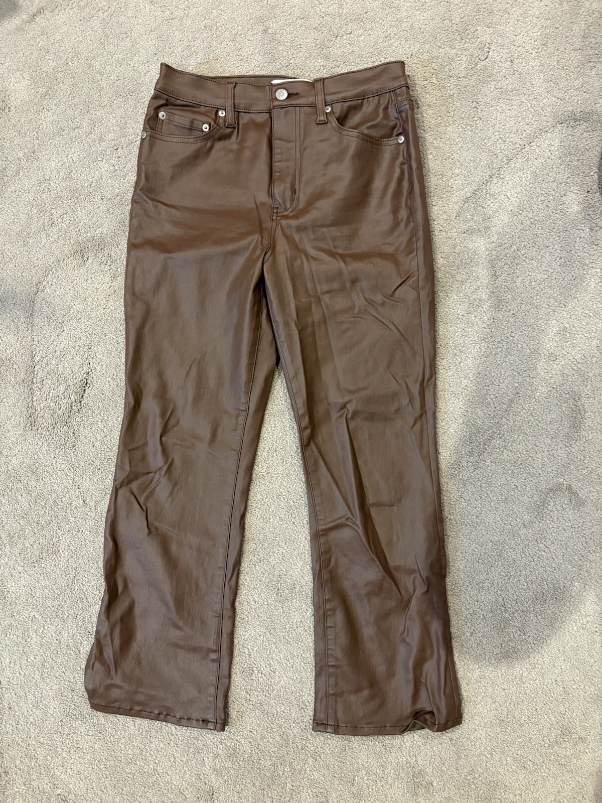 DAZE Women’s Brown Dark Wash Denim Jeans Straight Slim Fit Mid Rise 5-Pocket