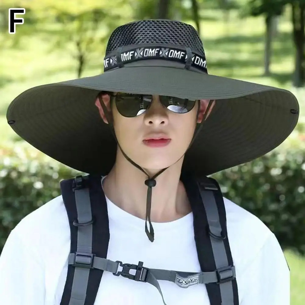 Summer 15CM Large Brim Sun Hat Men Women Breathable Fishing Caps Sun UV