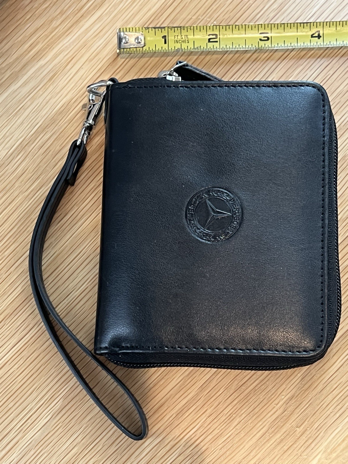Authentic Mercedes-Benz Wallet change Wristlet Clutch Black Detachable Strap NIB