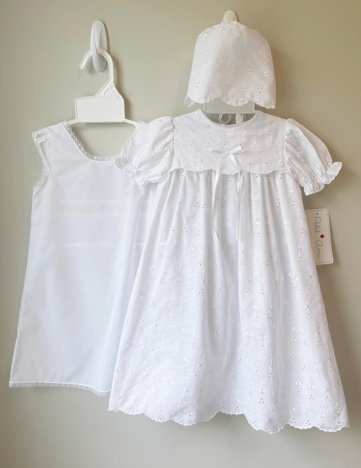 NWT Petit Ami White Gown Christening Dedication Dress 6 Months 6M Baby Girls