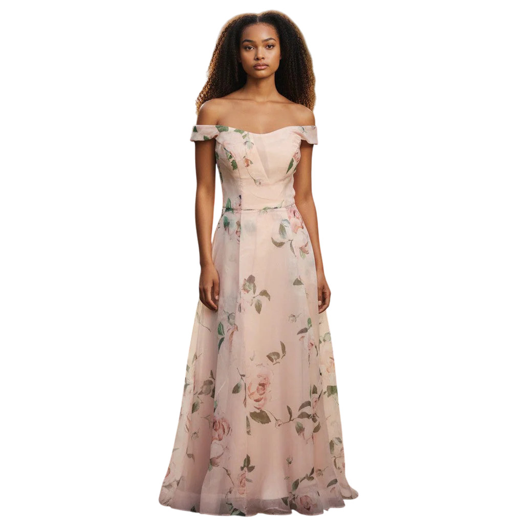 Blossom & Flutter Off-Shoulder Party Dress