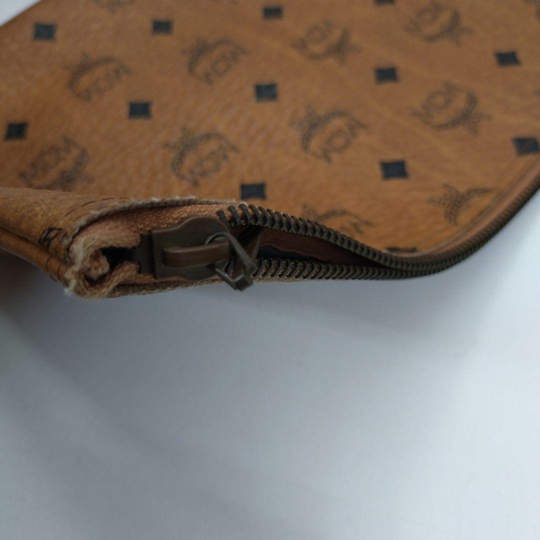 MCM Vintage Clutch Bag Pouch, Leather, 11.6×7.9 inches Used