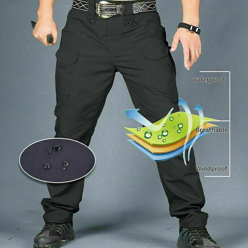 Men Tactical Cargo Pants Soldier Straight-fit Work Combat Trousers Outdoor Pants