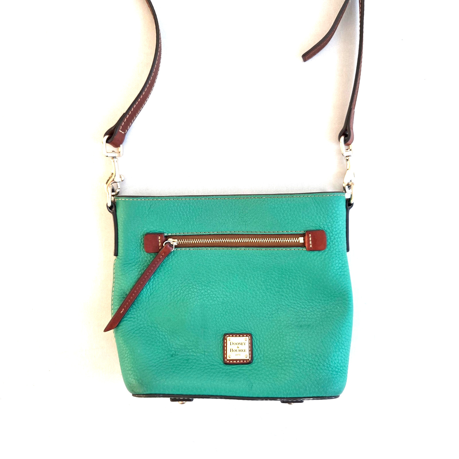 Dooney & Bourke Spearmint Green Pebble Grain Leather Zip Crossbody Purse Bag