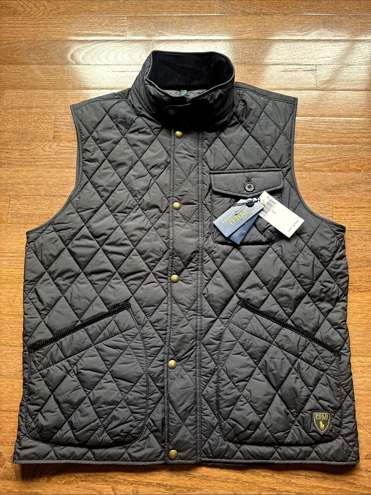 EUC The Beaton Quilted Utility Vest Black Polo Ralph Lauren Men’s L