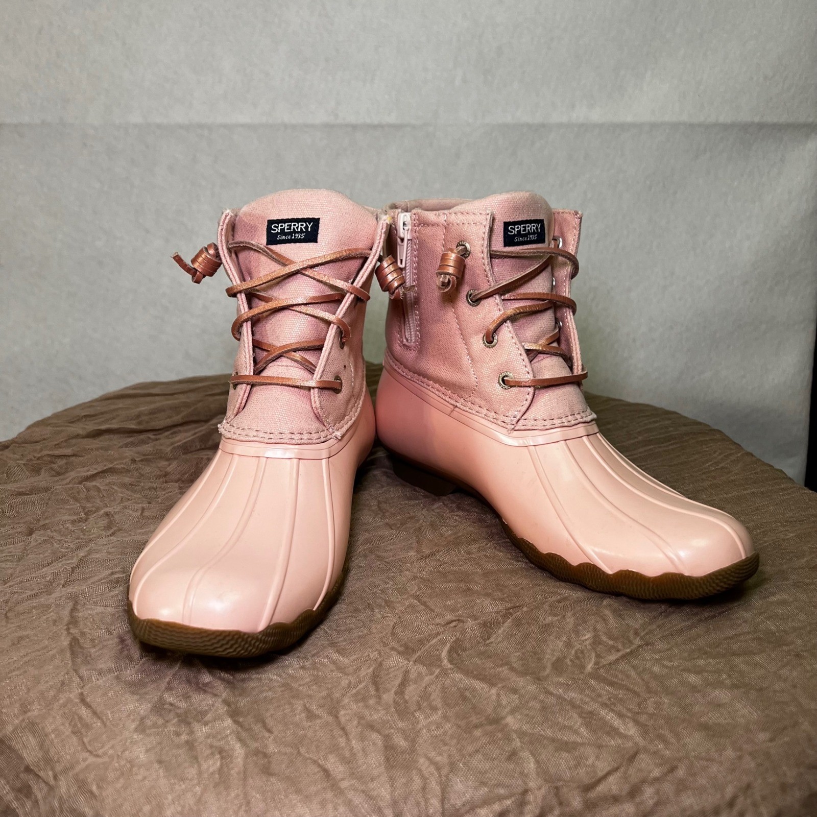 Sperry Saltwater Duck Boots Pink Rubber Rain Boots STK163857 US 5M