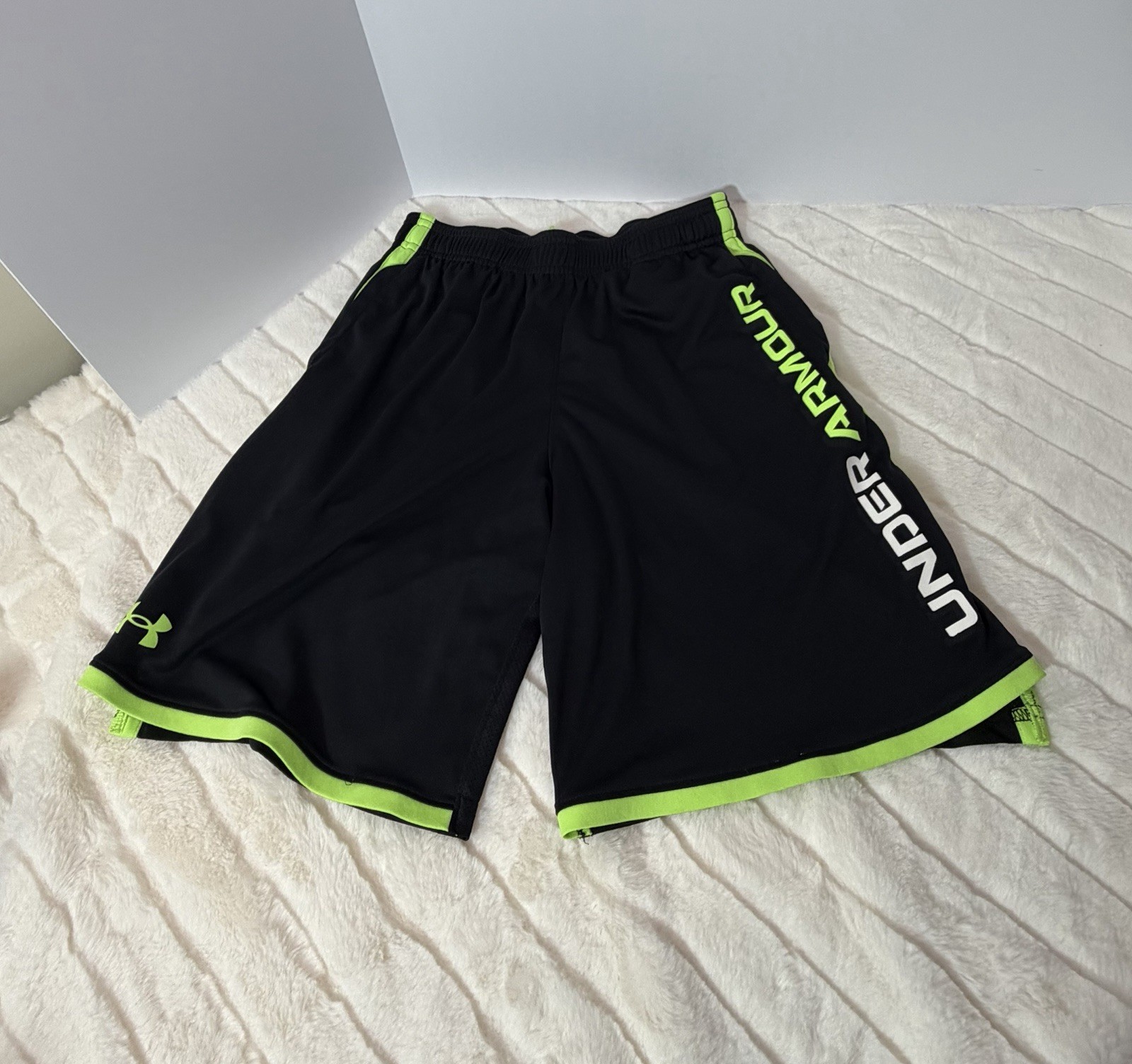 Under Armour Black & Neon Green Boys’ Athletic Shorts