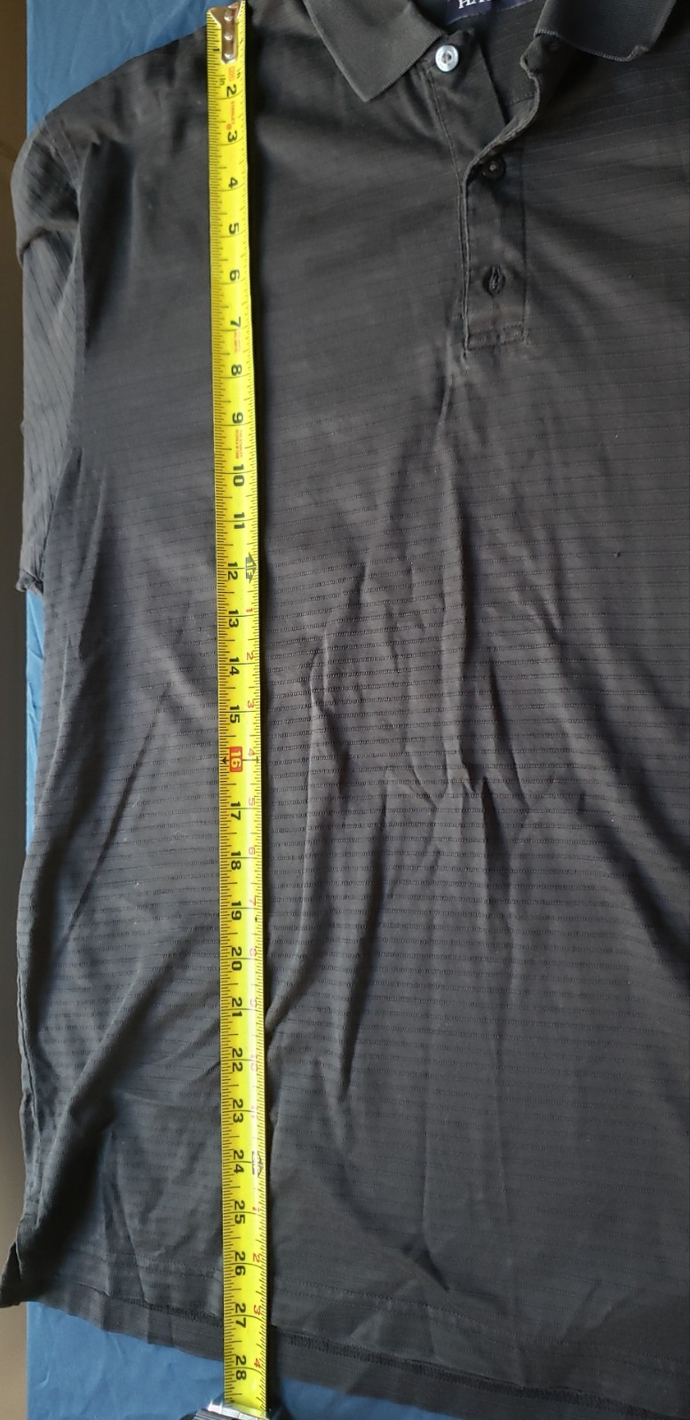 Hathaway Men’s Large Black Polo Golf Shirt 100% Cotton with Line Texture