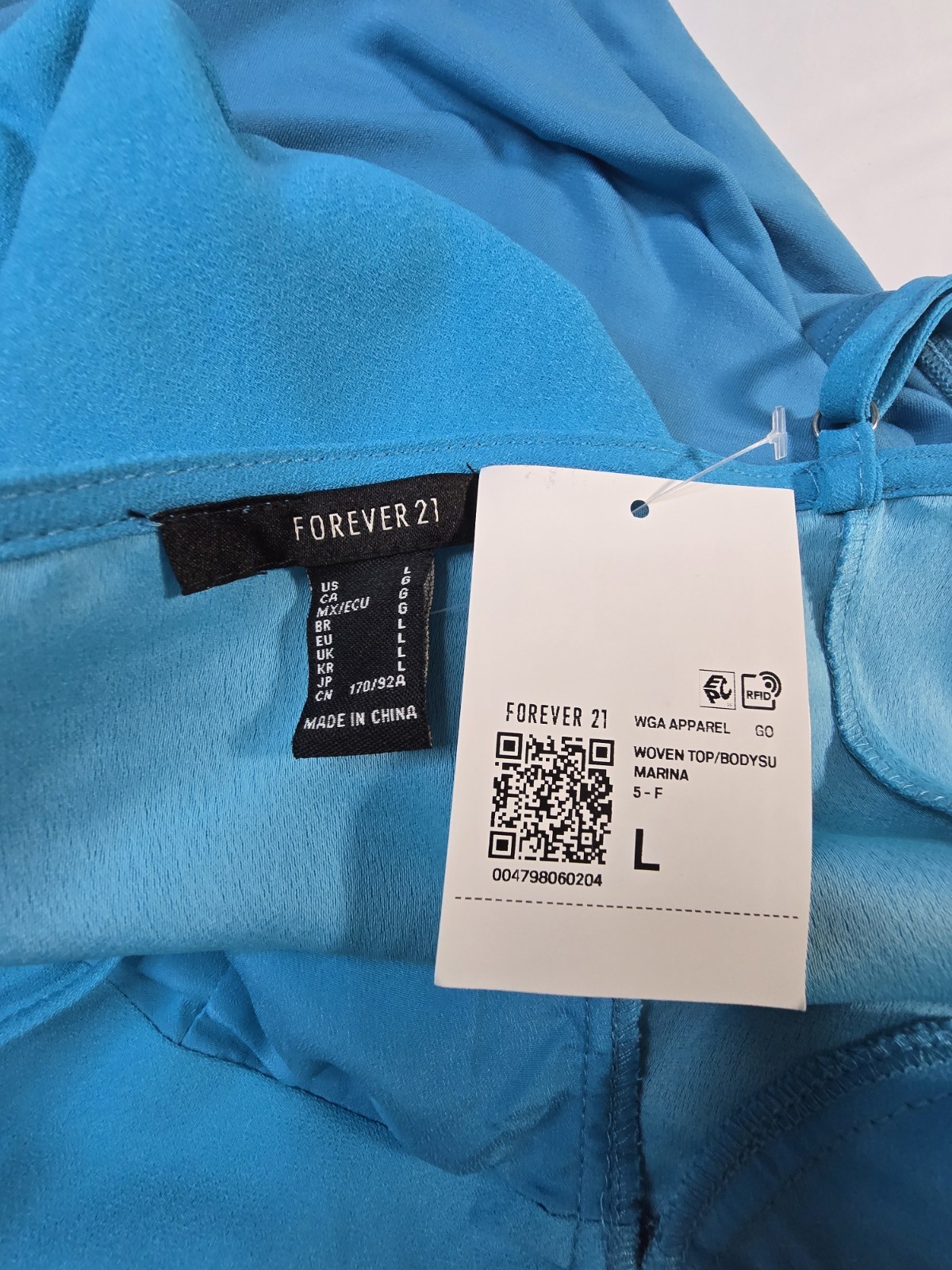 Forever 21 Women’s Bright Turquoise Bustier Cami Bodysuit Size Large NWT