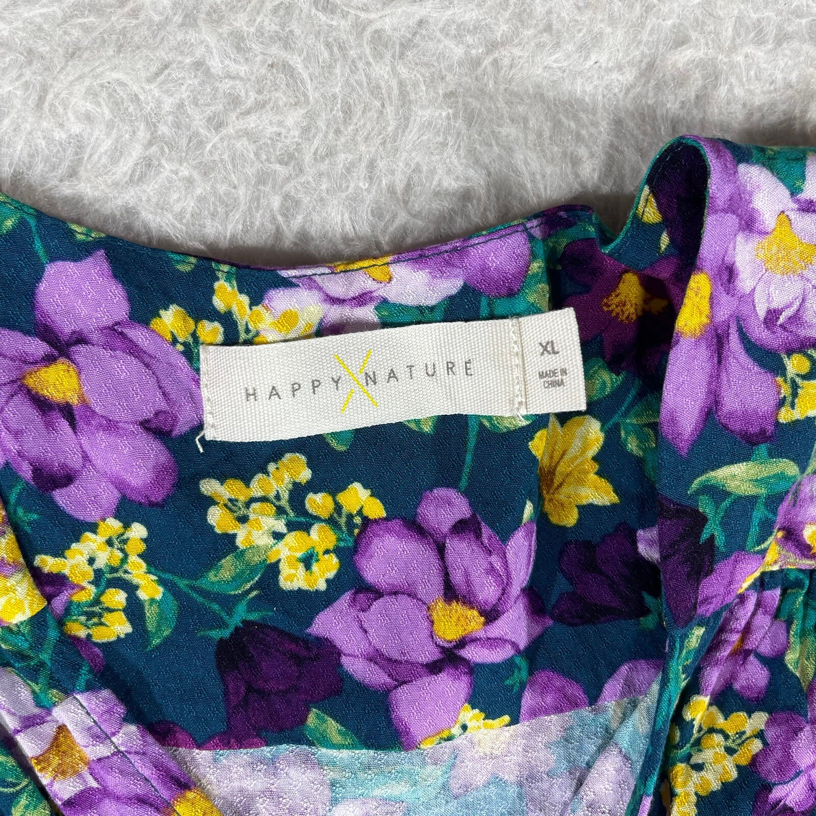 Happy X Nature Wrap Dress Size XL Womens Floral Short Sleeve J2