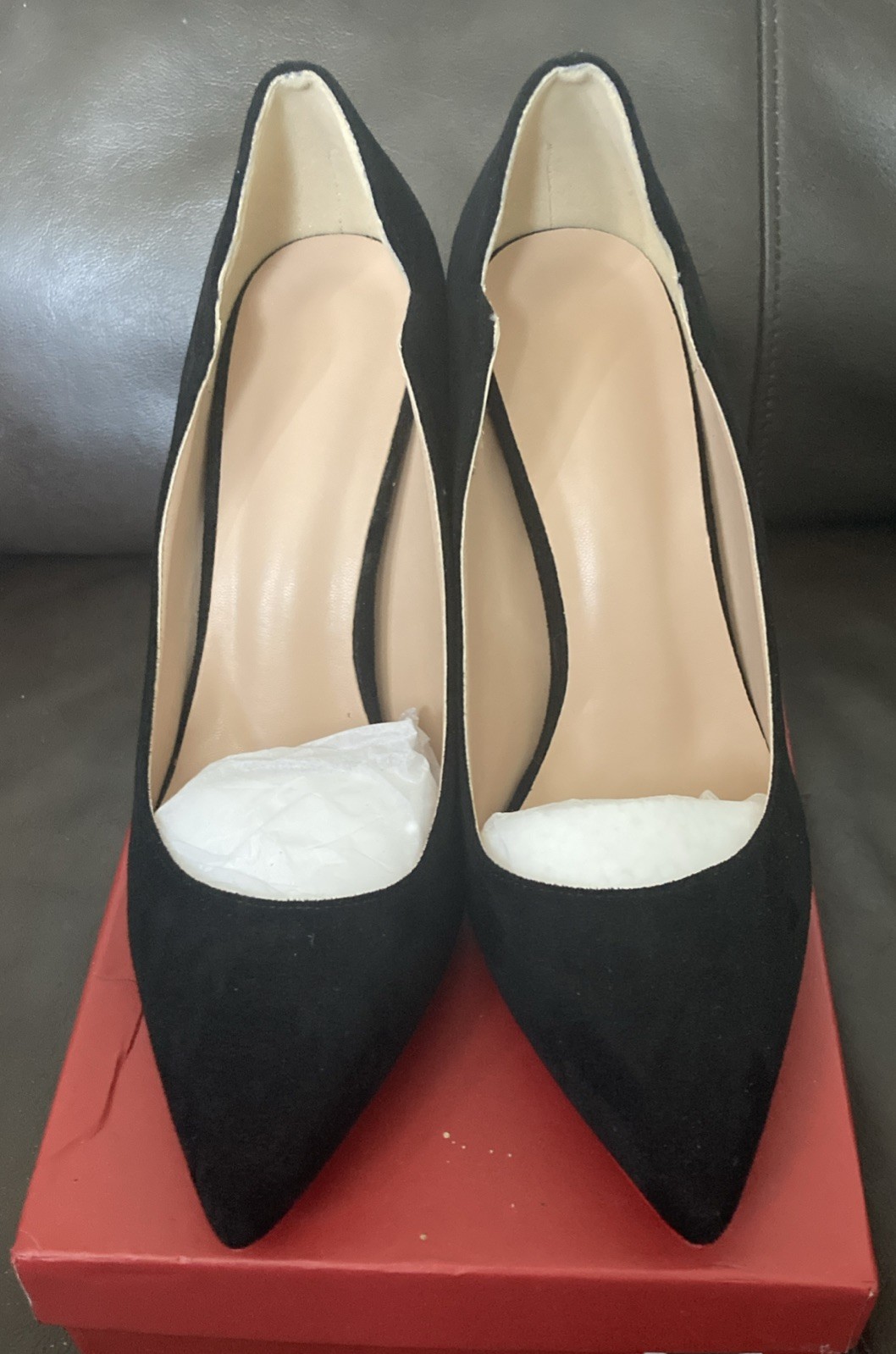 COLETER Women’s High Heels Black suede Pumps Stilettos 8.0