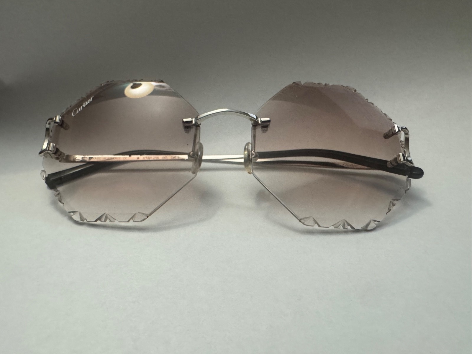 Cartier, Big C Diamond Cut Sunglasses, Custom Tint, Chrome