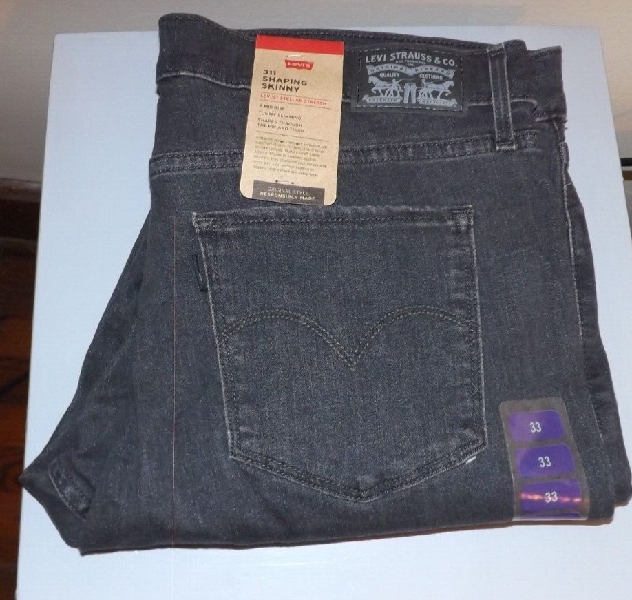 Levi’s 311 Women’s Shaping Skinny Mid-Rise Tummy Slimming Jeans, Black, 33×30 16