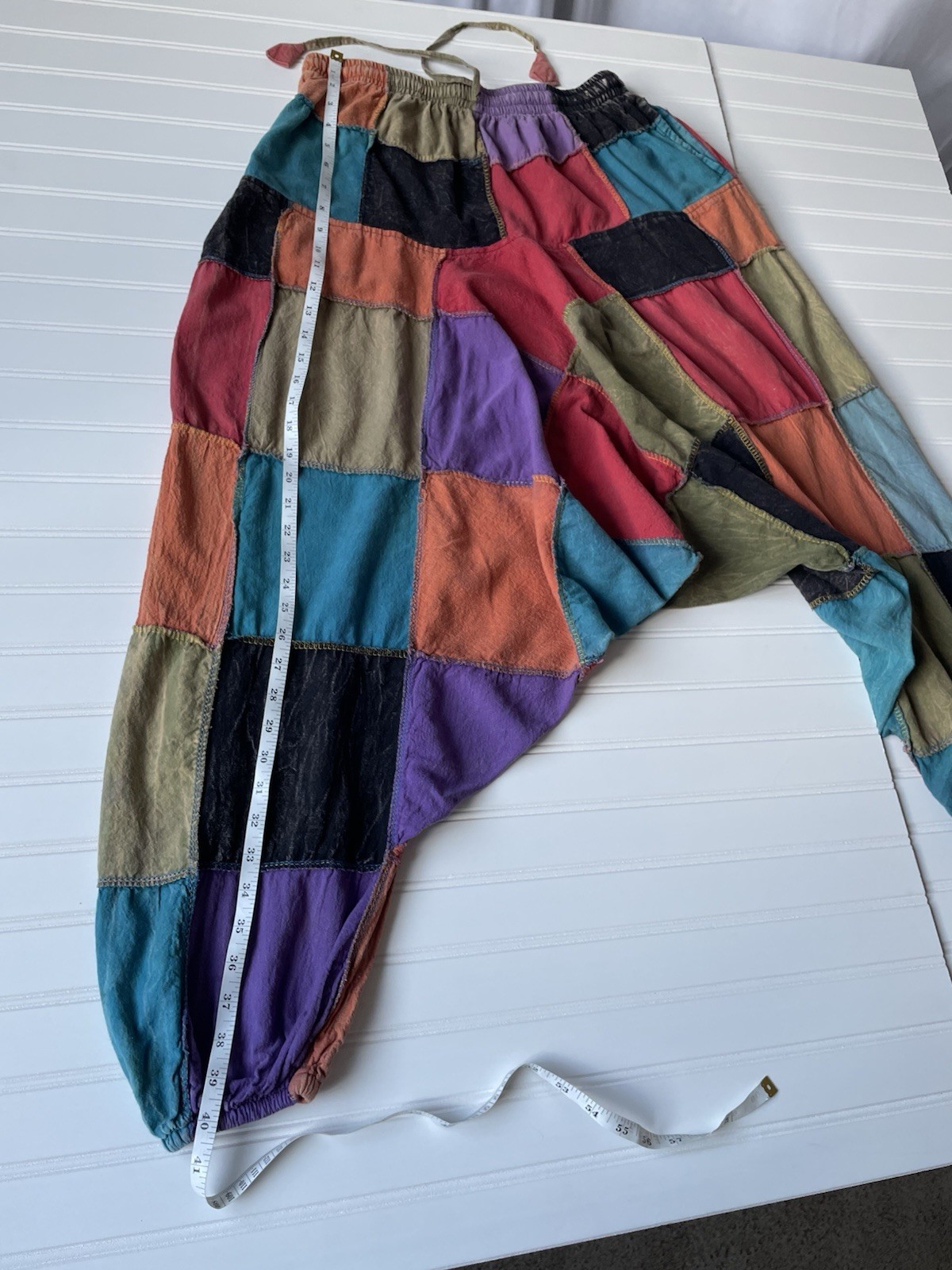 Henna Shoppe Patchwork Harem Balloon Pants Sz S Unisex Drop Crotch Genie Sirwal