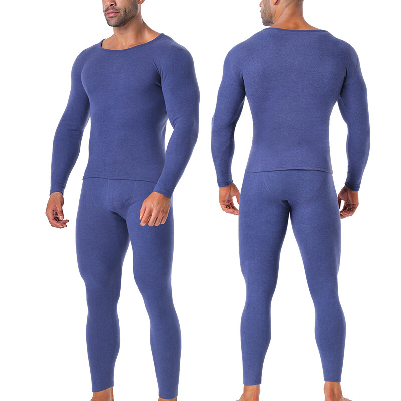 Men’s Long Johns Set Fleece Lined Thermal Underwear Top Bottom Set Winter Warm