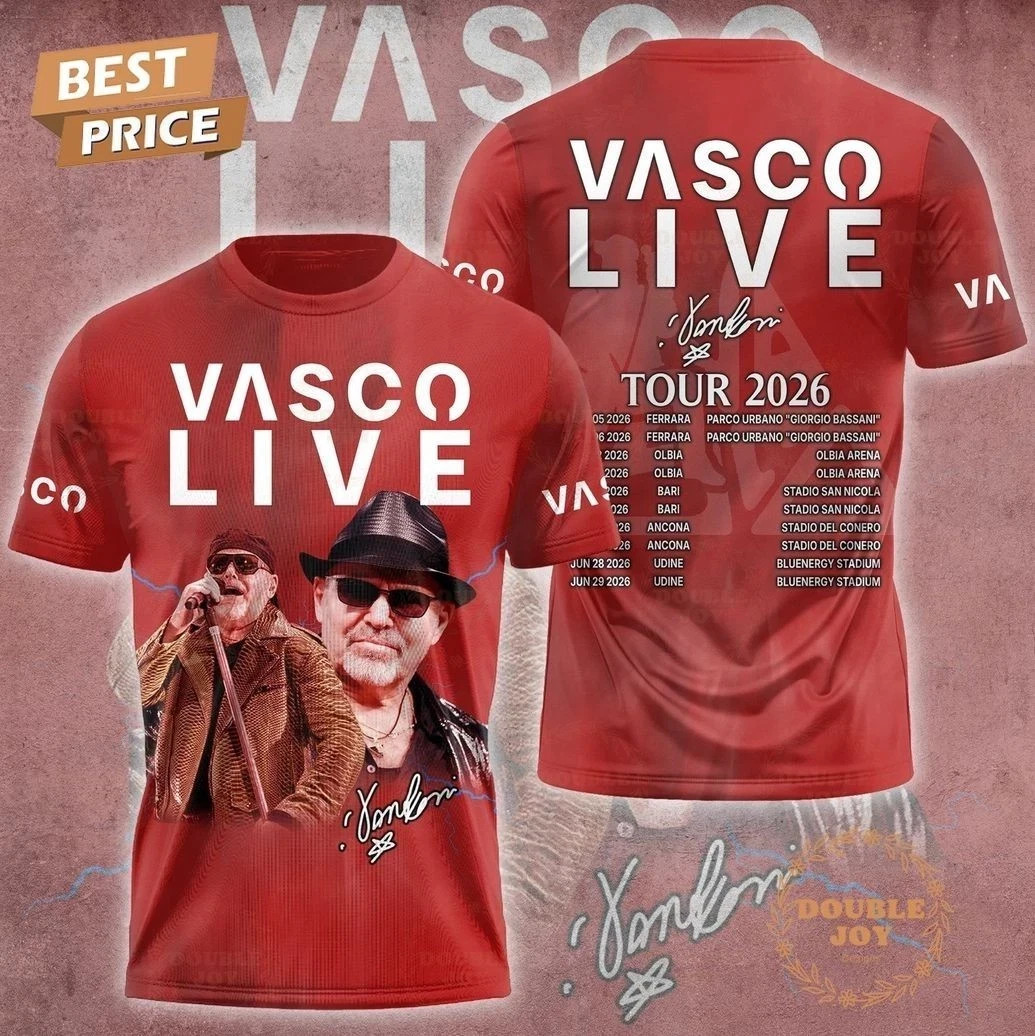 Vasco Rossi Tour 2026 Special Edition Red AOP T Shirt Size S-5XL HL845