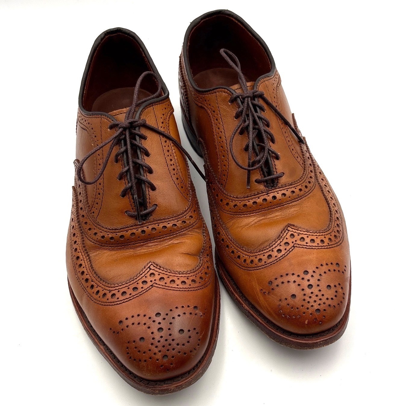 Allen Edmonds McAllister Walnut Leather Wingtip Oxford Shoes Men 8.5 3E Wide EEE