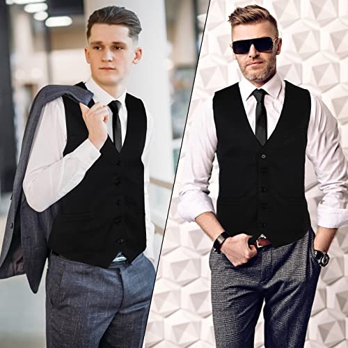 Men’s Formal Vest Set Business Classic Waistcoat with Necktie Large As Shown