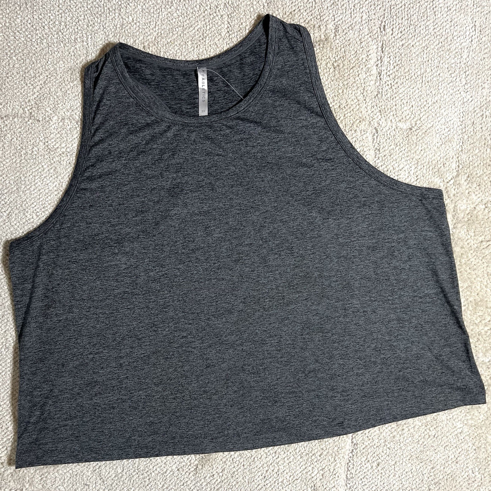 Fabletics Plus Size Tank Top 3X Grey Mesh Racerback Activewear Gym Yoga Workout