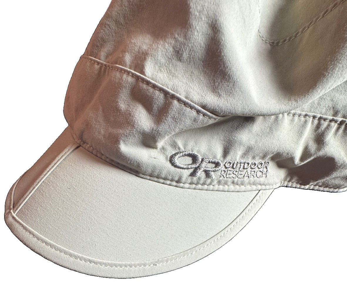 Outdoor Research Mens Size XL Radar Pocket Cap Hat Tan Khaki Foldable Nylon