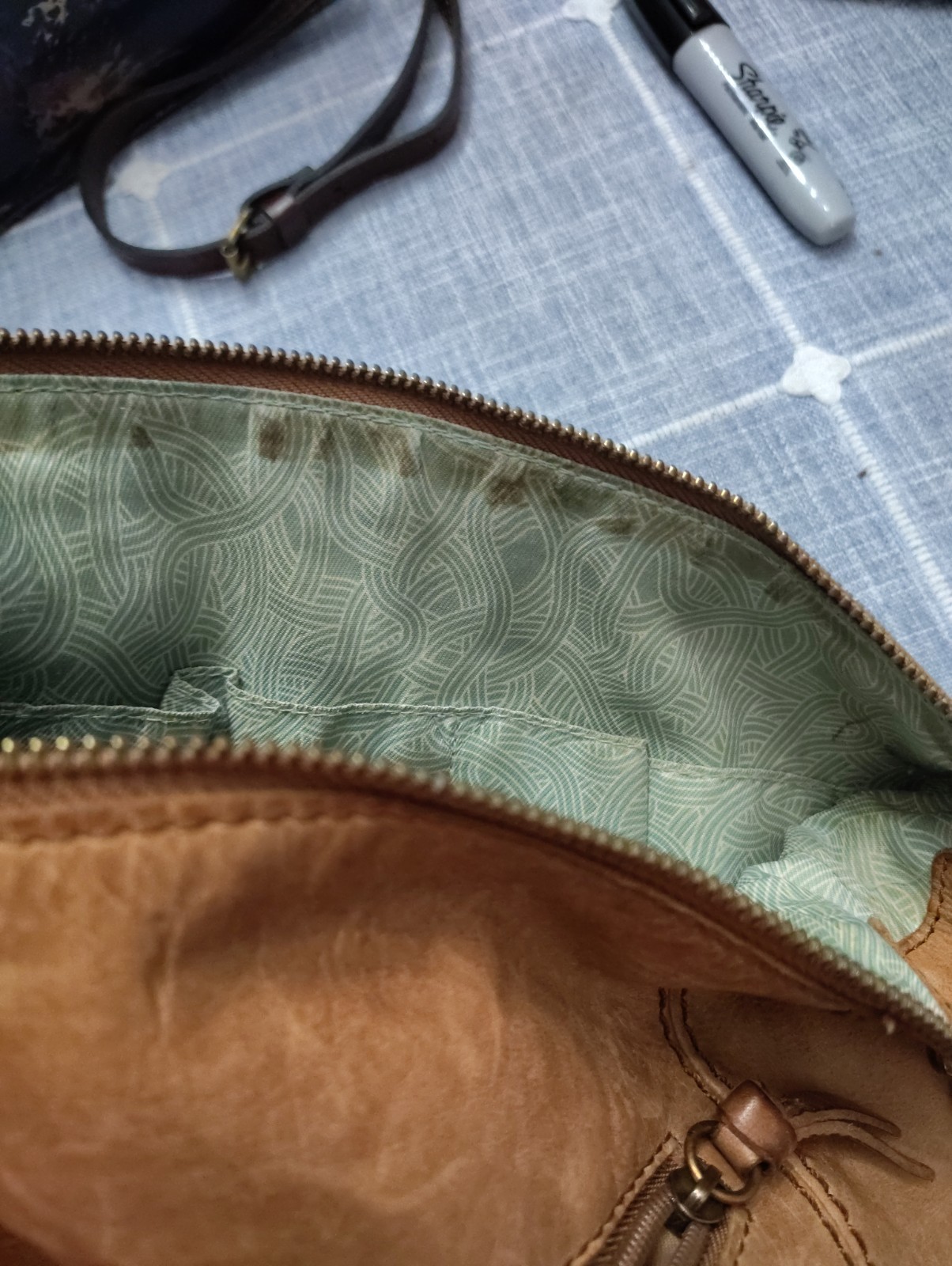 The Sak Ashland Embossed Leather Crossbody Bag Tobacco Floral Emboss