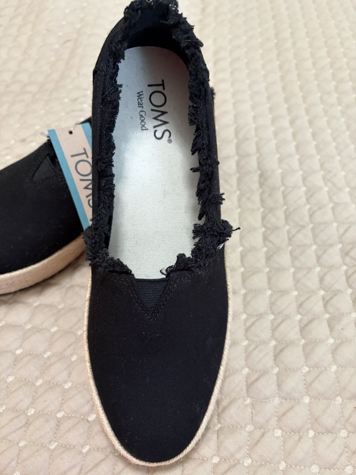 TOMS Women’s Valencia Platform Espadrille Slip-On Black 7.5M